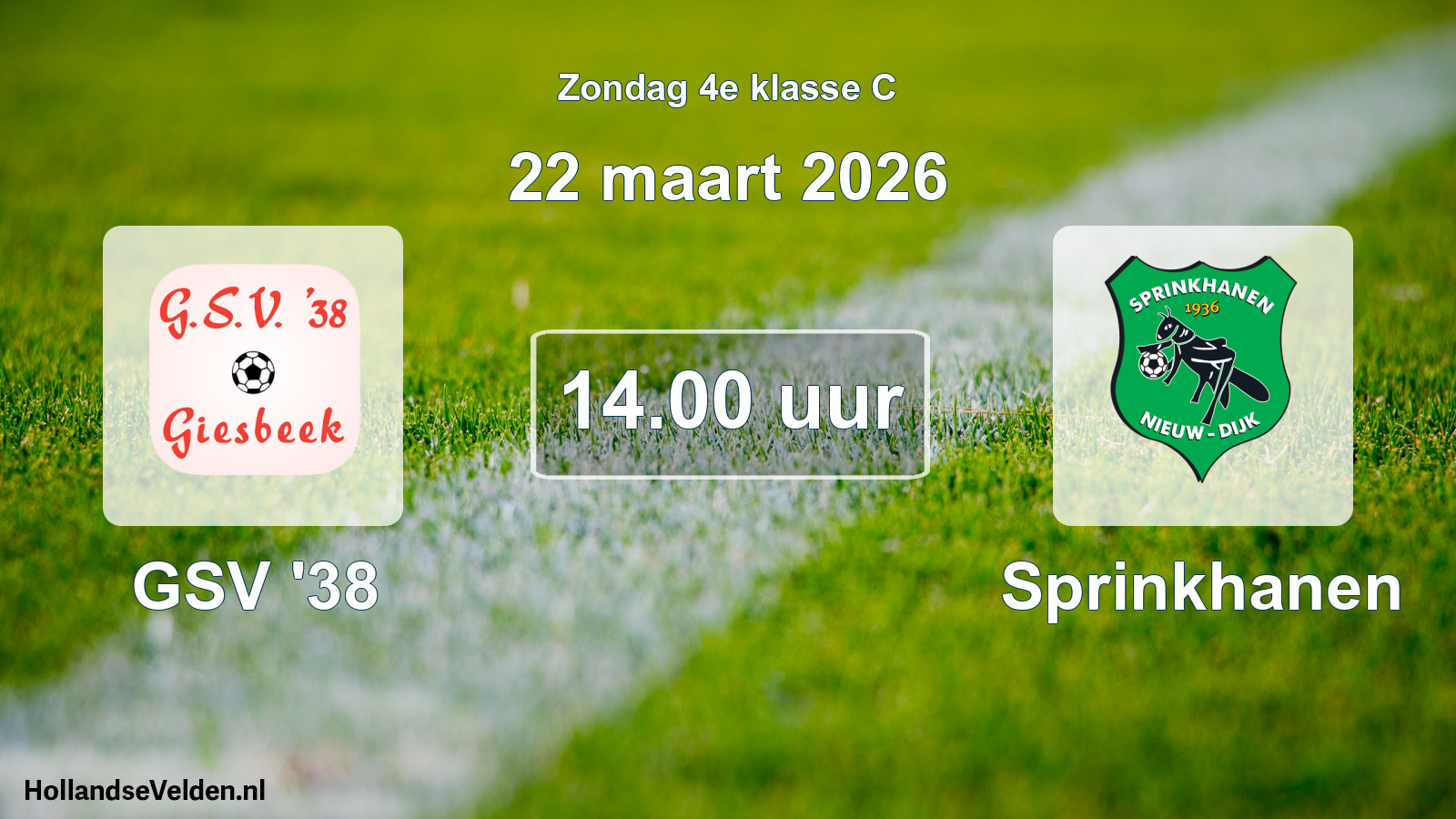Geplande wedstrijd: GSV '38 - Sprinkhanen (22 maart 2026)