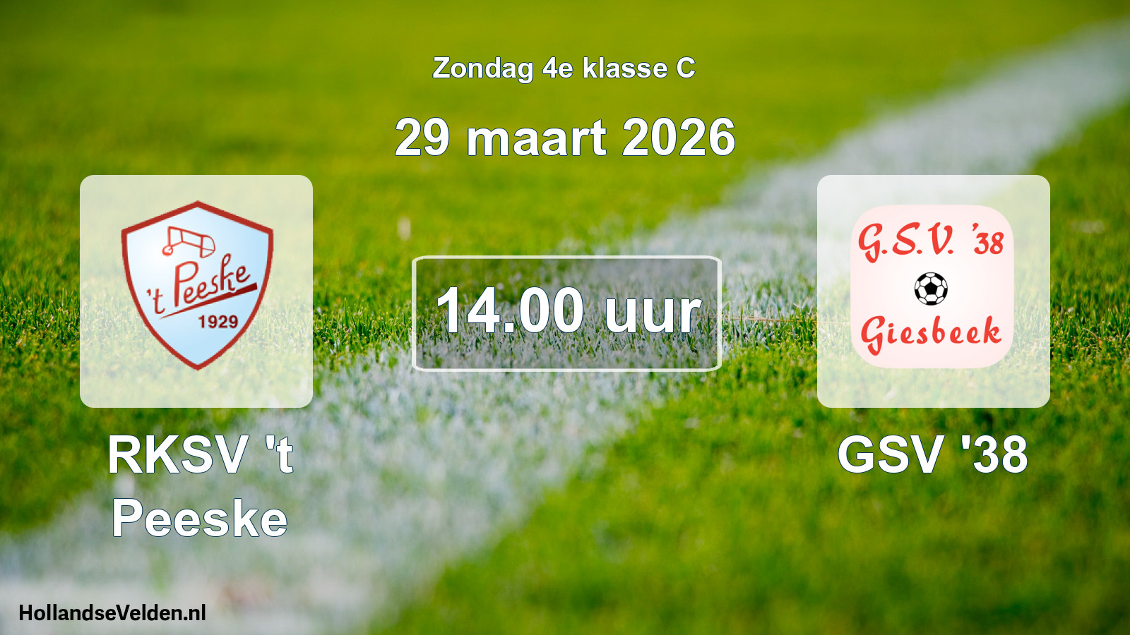 Geplande wedstrijd: RKSV 't Peeske - GSV '38 (29 maart 2026)