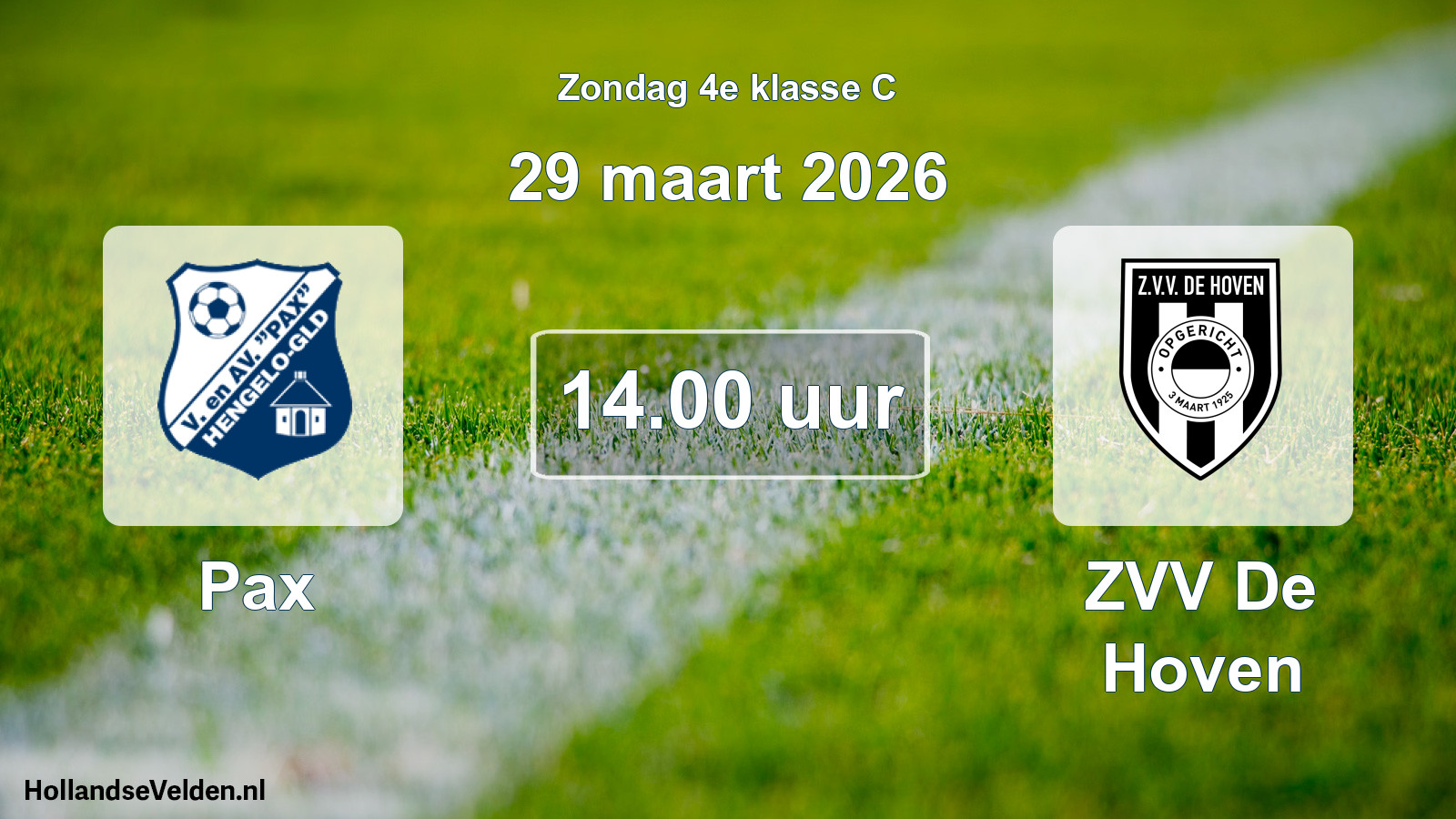 Scheduled Match: Pax - ZVV De Hoven (29 March 2026)