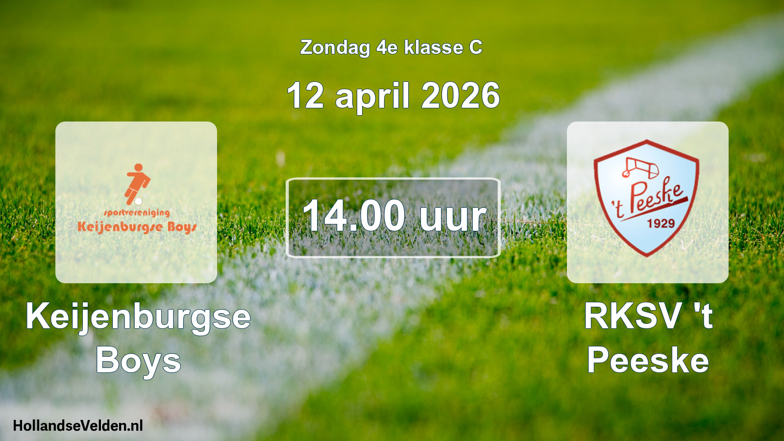 Scheduled Match: Keijenburgse Boys - RKSV 't Peeske (12 April 2026)
