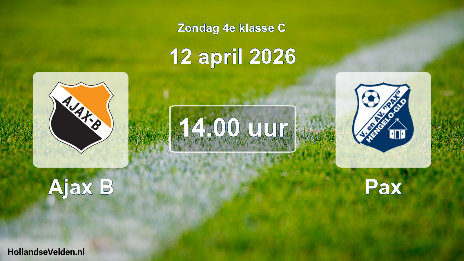 Scheduled Match: Ajax B - Pax (12 April 2026)