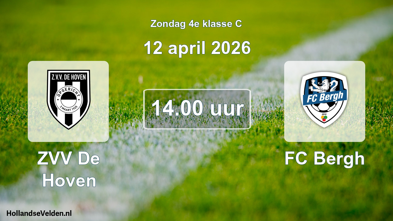 Scheduled Match: ZVV De Hoven - FC Bergh (12 April 2026)