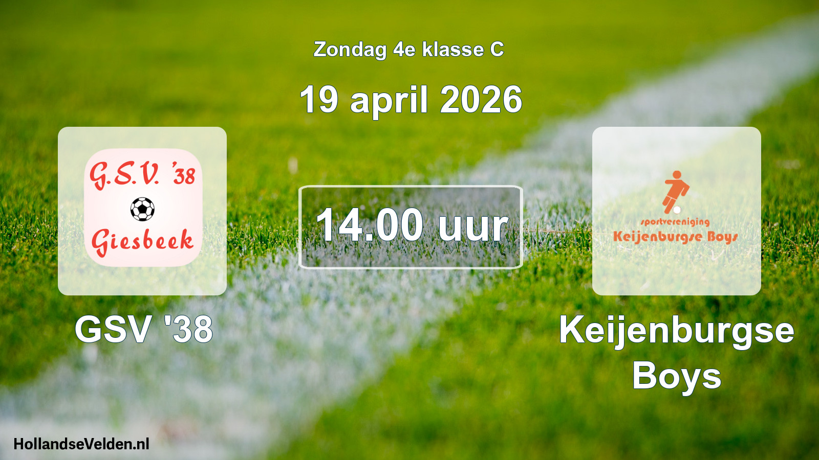 Geplande wedstrijd: GSV '38 - Keijenburgse Boys (19 april 2026)