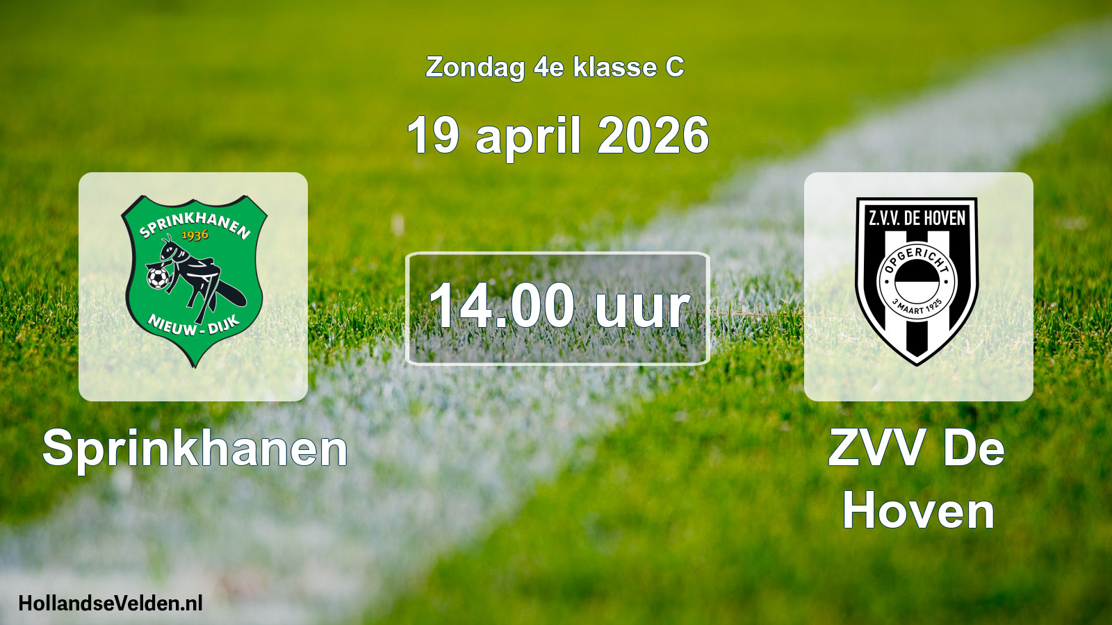 Geplande wedstrijd: Sprinkhanen - ZVV De Hoven (19 april 2026)