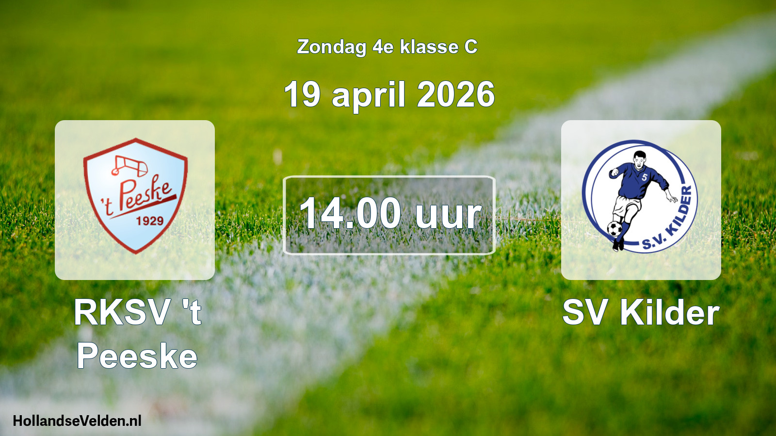 Geplande wedstrijd: RKSV 't Peeske - SV Kilder (19 april 2026)