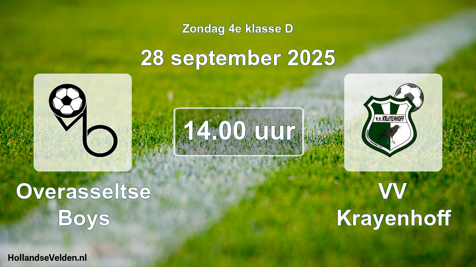 Geplande wedstrijd: Overasseltse Boys - VV Krayenhoff (28 september 2025)