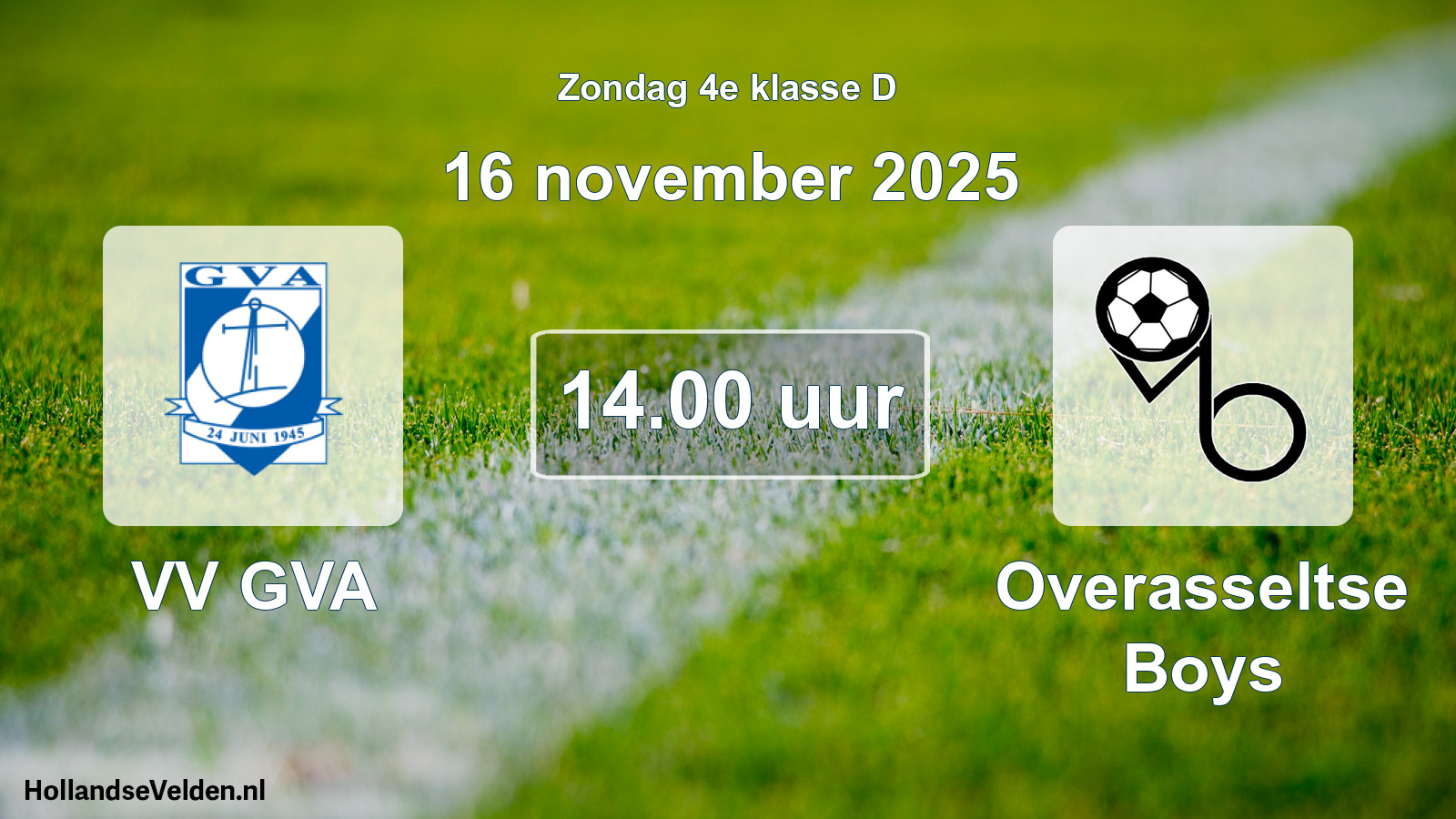 Scheduled Match: VV GVA - Overasseltse Boys (16 November 2025)