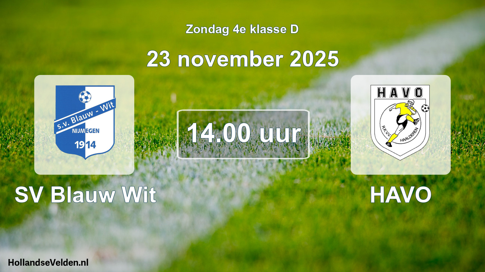 Scheduled Match: SV Blauw Wit - HAVO (23 November 2025)