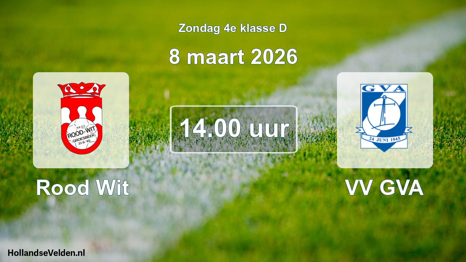 Scheduled Match: Rood Wit - VV GVA (8 March 2026)