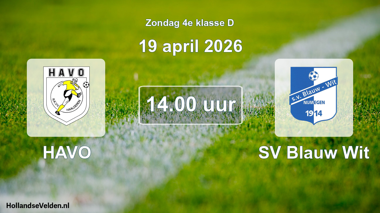 Scheduled Match: HAVO - SV Blauw Wit (19 April 2026)