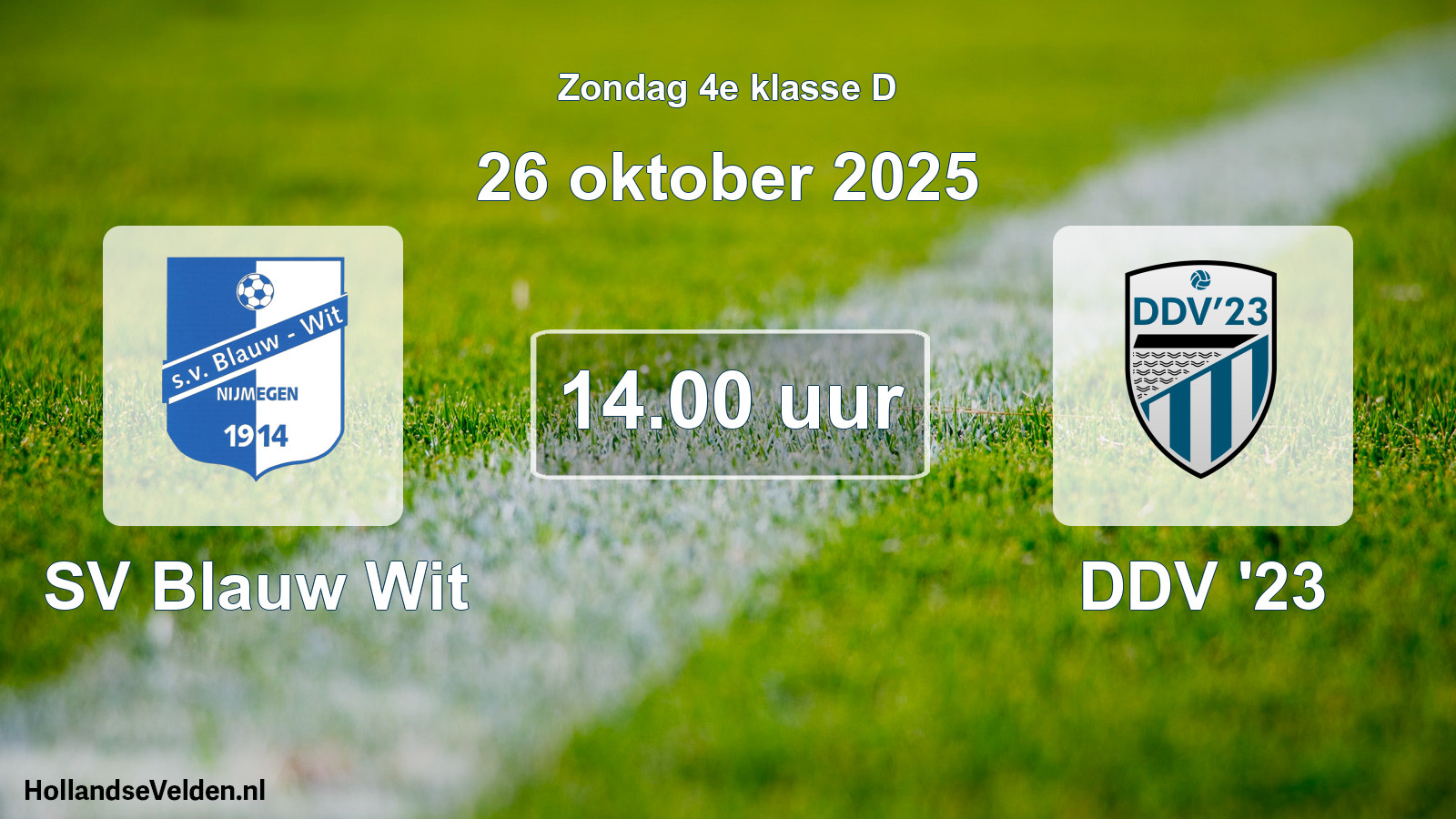 Scheduled Match: SV Blauw Wit - DDV '23 (26 October 2025)