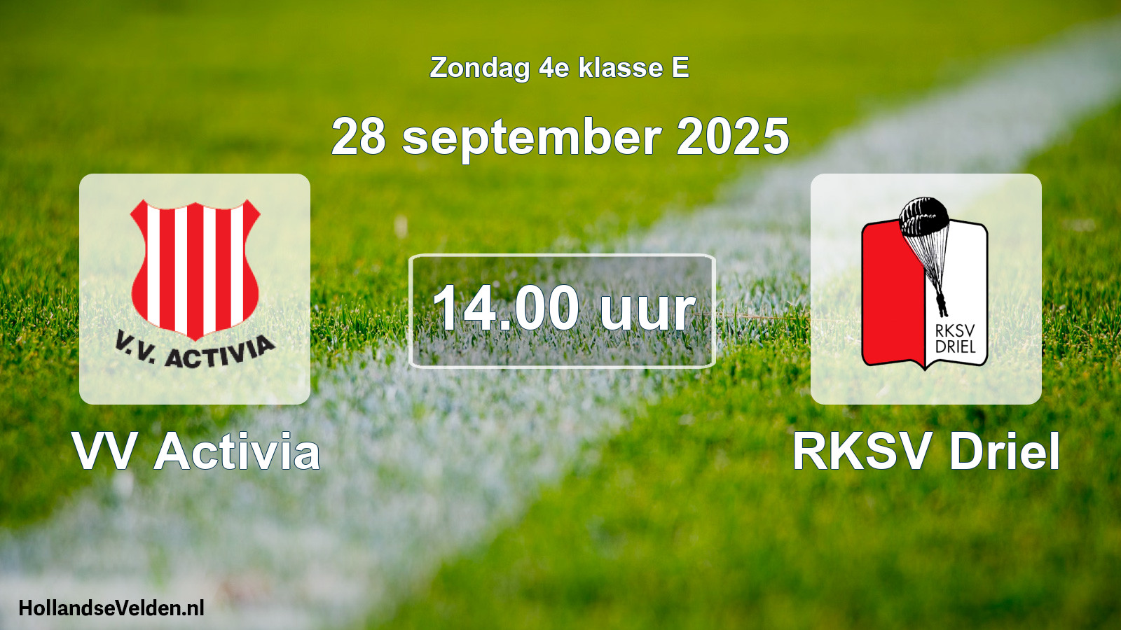 Scheduled Match: VV Activia - RKSV Driel (28 September 2025)