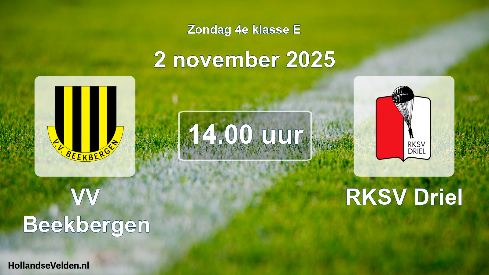 Geplande wedstrijd: VV Beekbergen - RKSV Driel (2 november 2025)