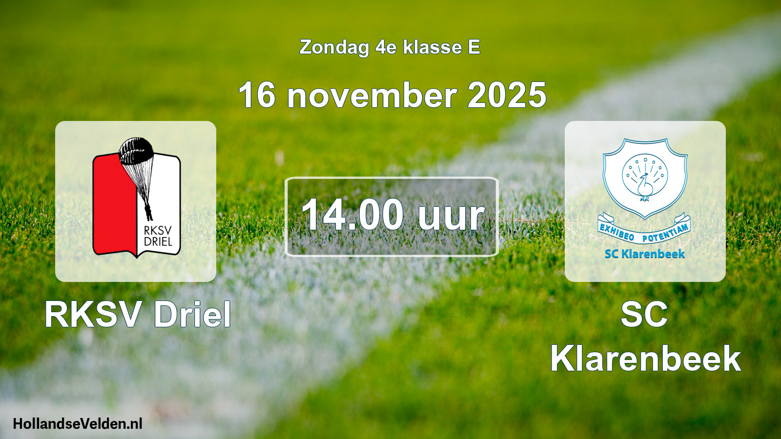 Geplande wedstrijd: RKSV Driel - SC Klarenbeek (16 november 2025)