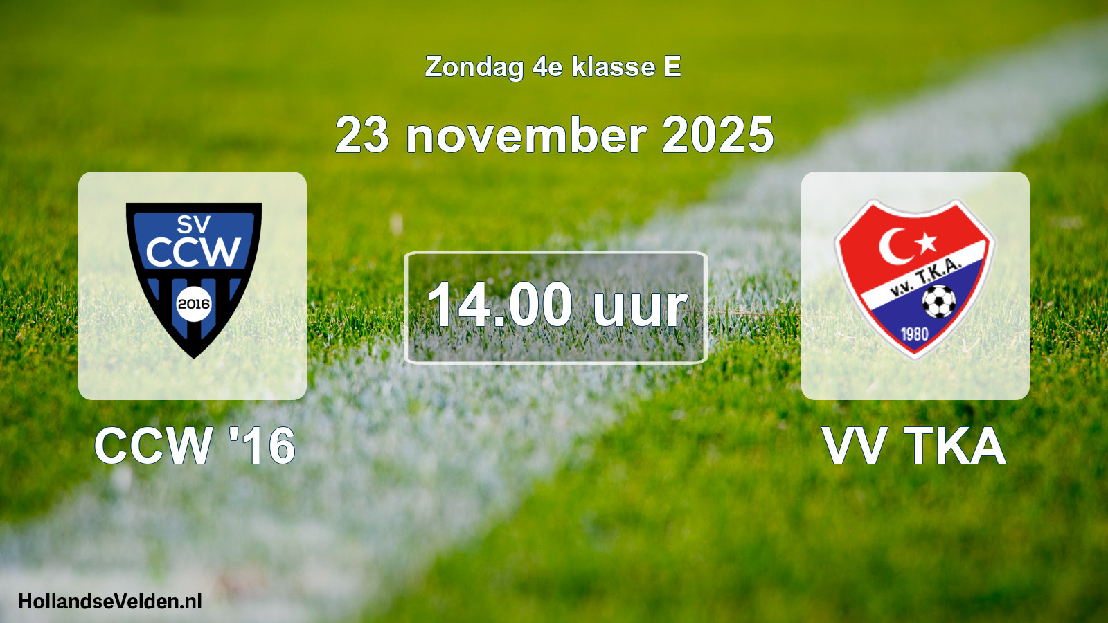 Geplande wedstrijd: CCW '16 - VV TKA (23 november 2025)