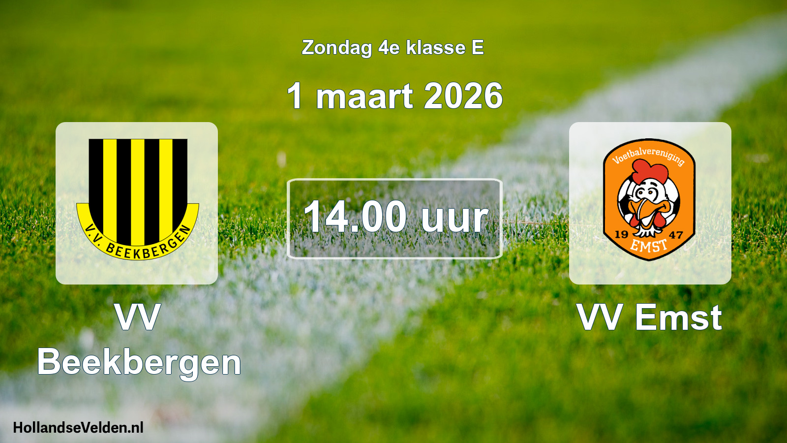 Geplande wedstrijd: VV Beekbergen - VV Emst (1 maart 2026)