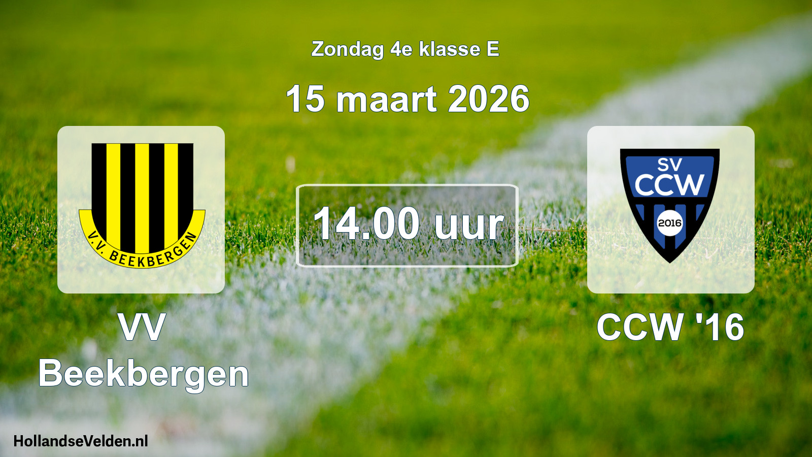 Scheduled Match: VV Beekbergen - CCW '16 (15 March 2026)