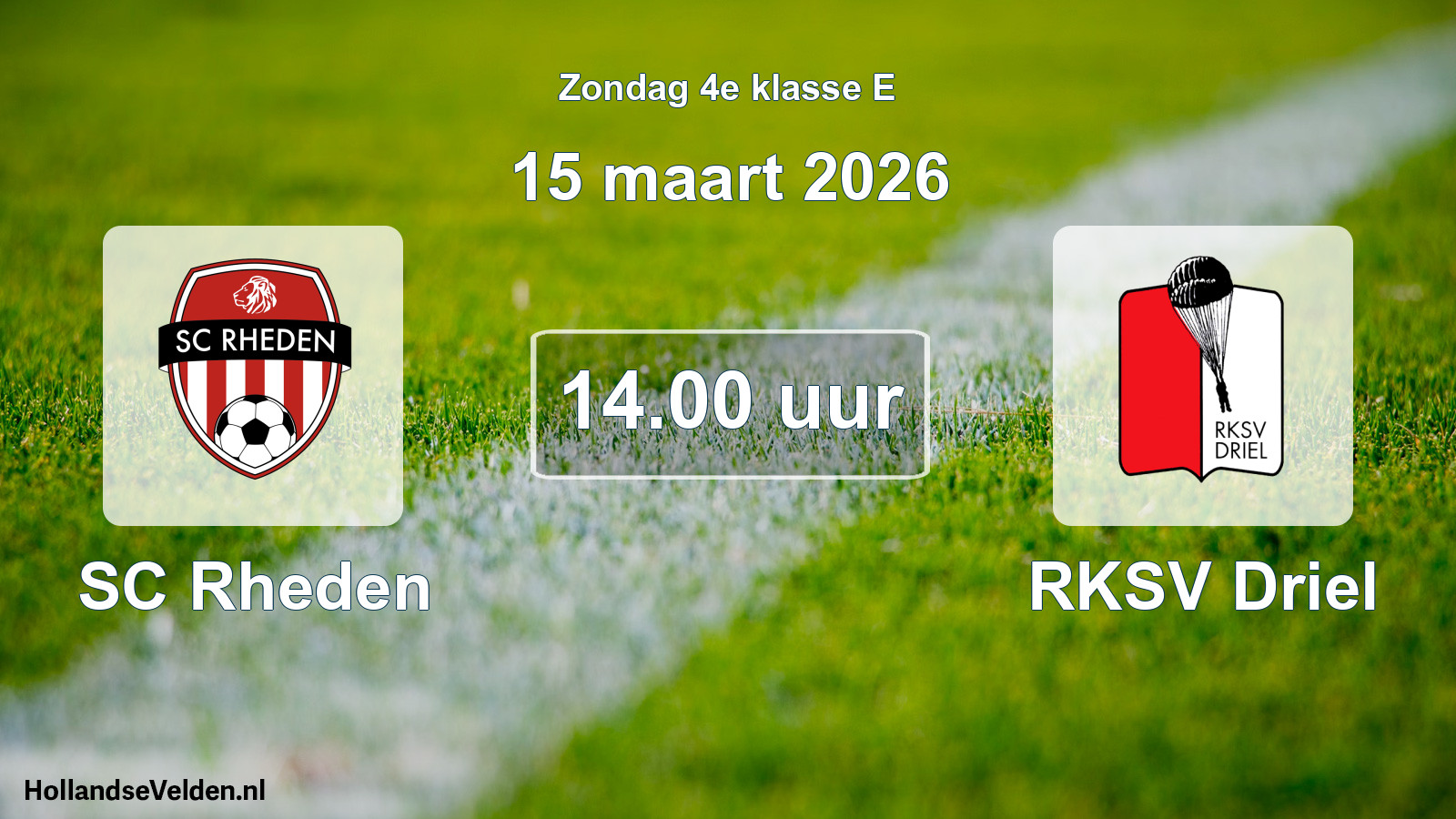 Scheduled Match: SC Rheden - RKSV Driel (15 March 2026)