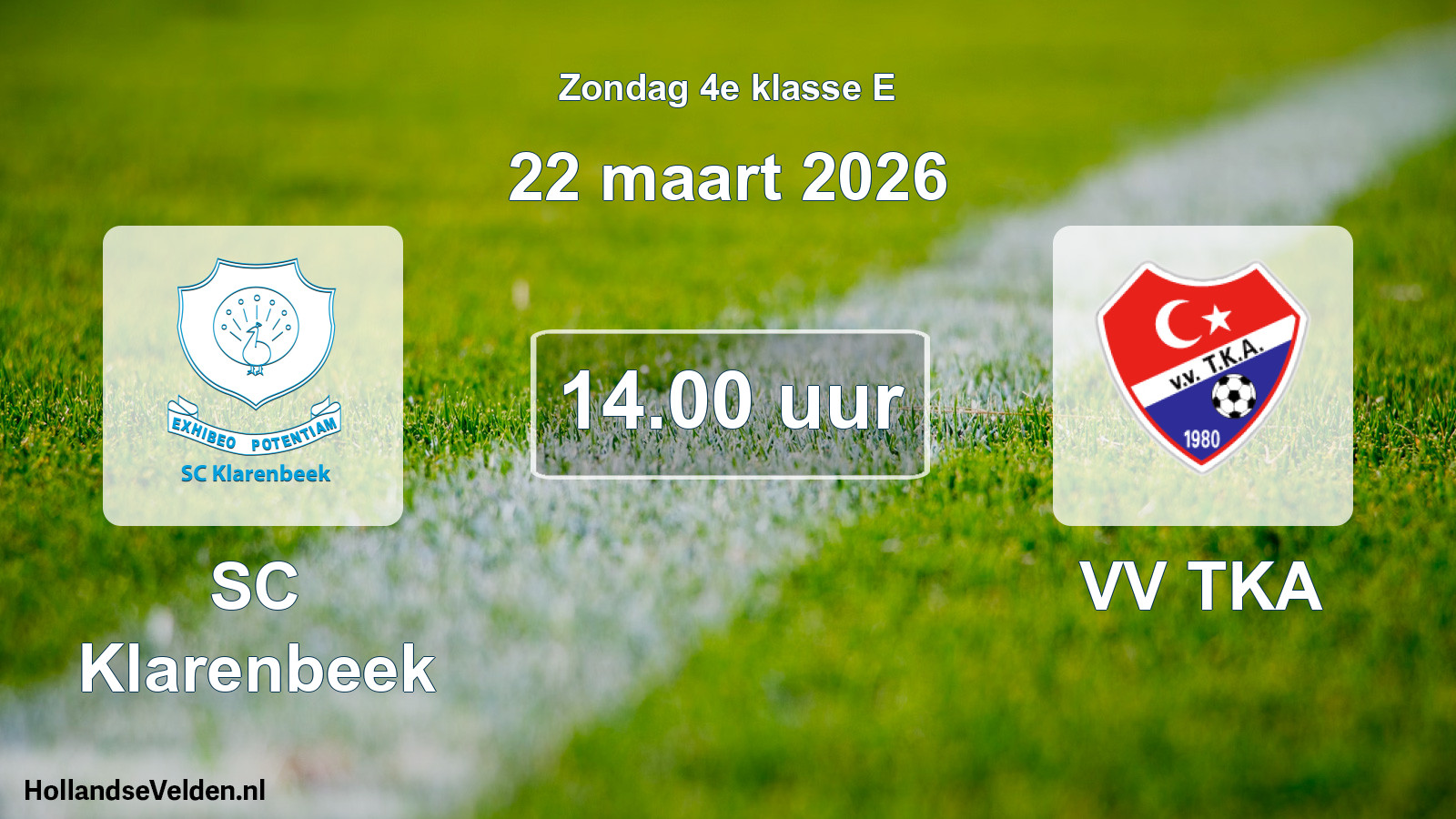 Geplande wedstrijd: SC Klarenbeek - VV TKA (22 maart 2026)
