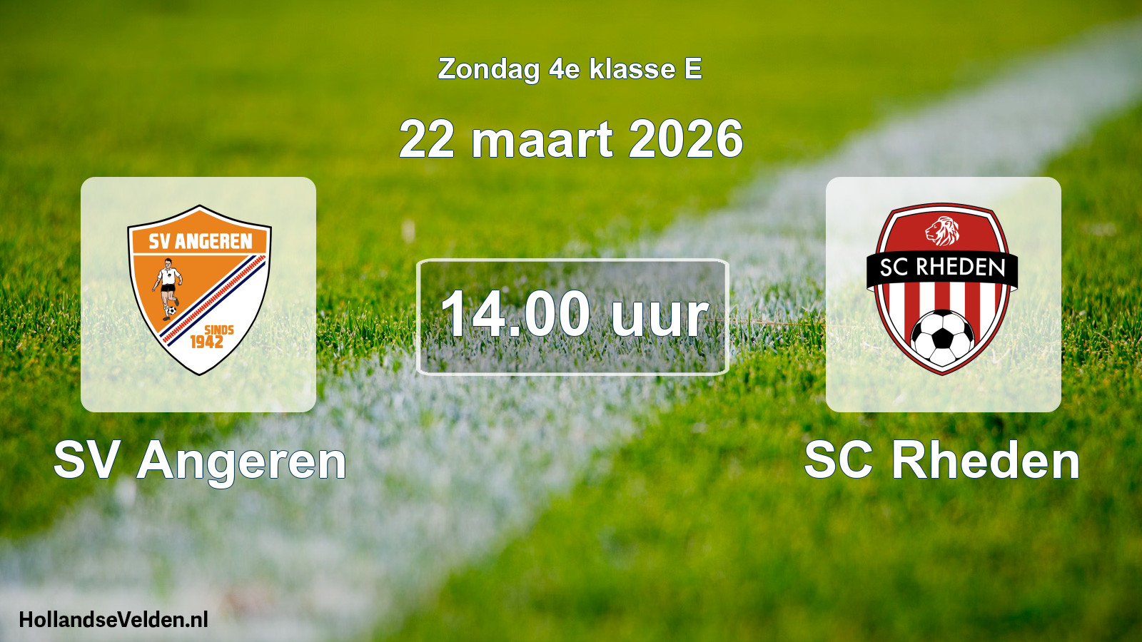 Geplande wedstrijd: SV Angeren - SC Rheden (22 maart 2026)