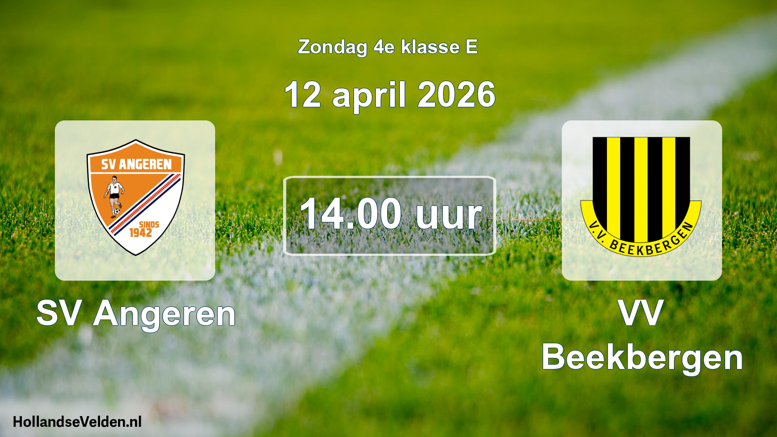 Geplande wedstrijd: SV Angeren - VV Beekbergen (12 april 2026)
