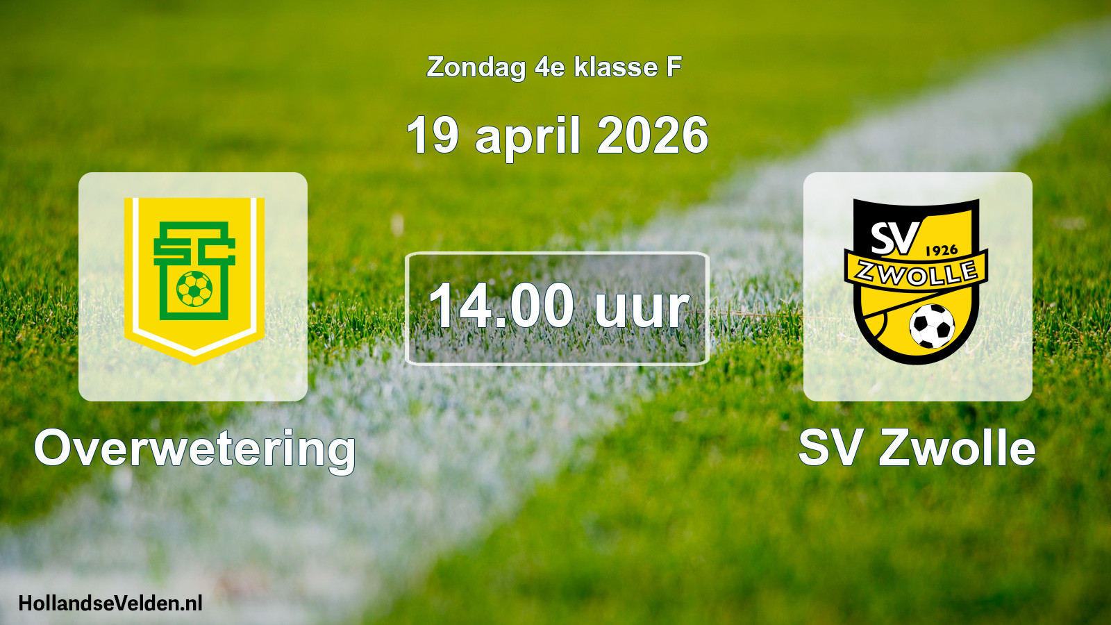 Geplande wedstrijd: Overwetering - SV Zwolle (19 april 2026)