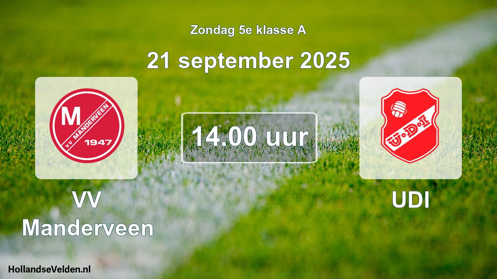 Geplande wedstrijd: VV Manderveen - UDI (21 september 2025)