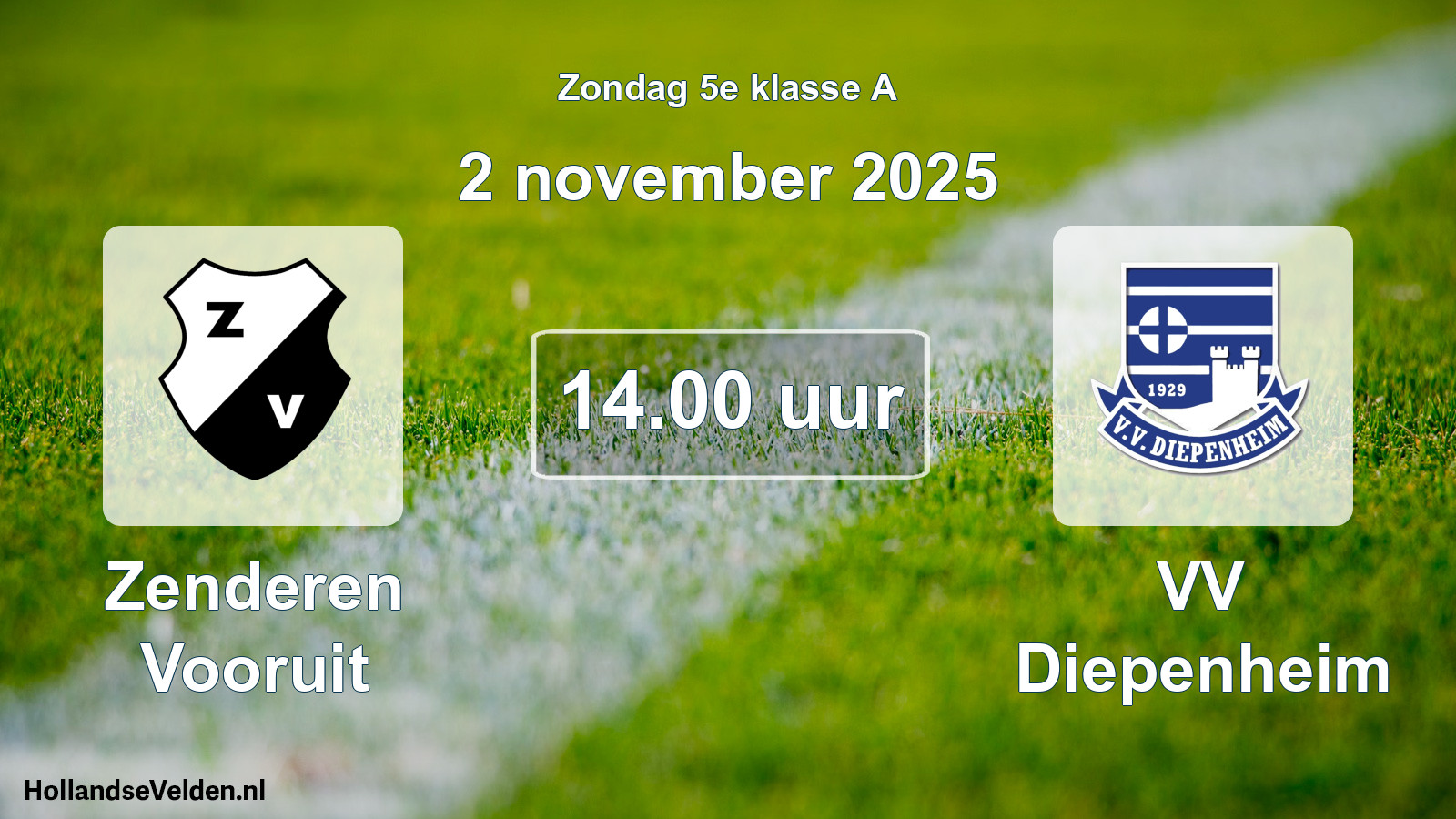 Geplande wedstrijd: Zenderen Vooruit - VV Diepenheim (2 november 2025)