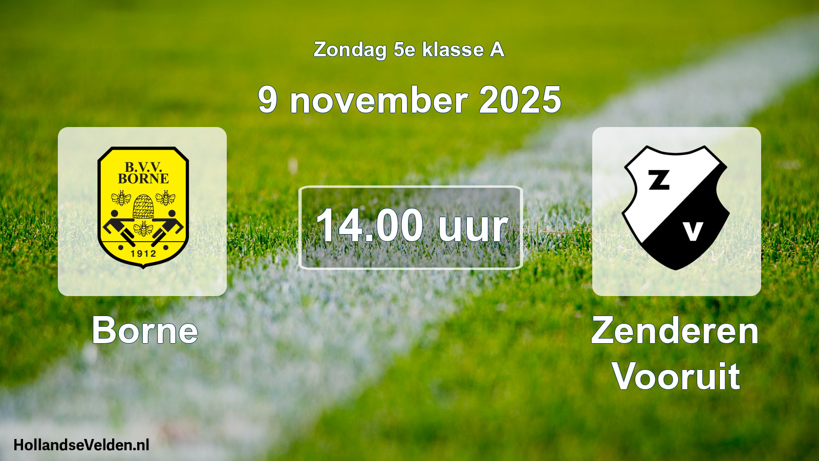 Geplande wedstrijd: Borne - Zenderen Vooruit (9 november 2025)