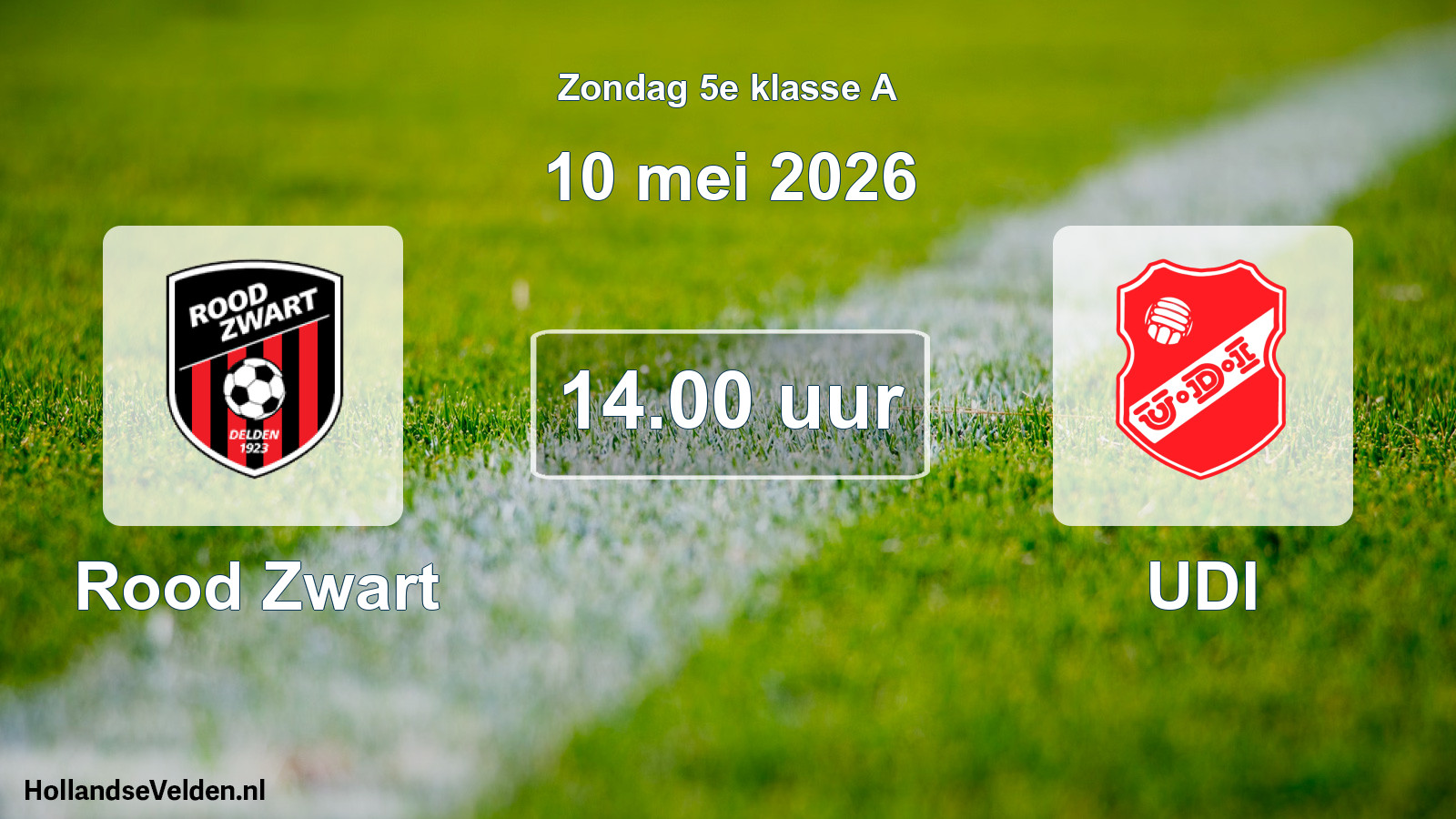 Geplande wedstrijd: Rood Zwart - UDI (10 mei 2026)