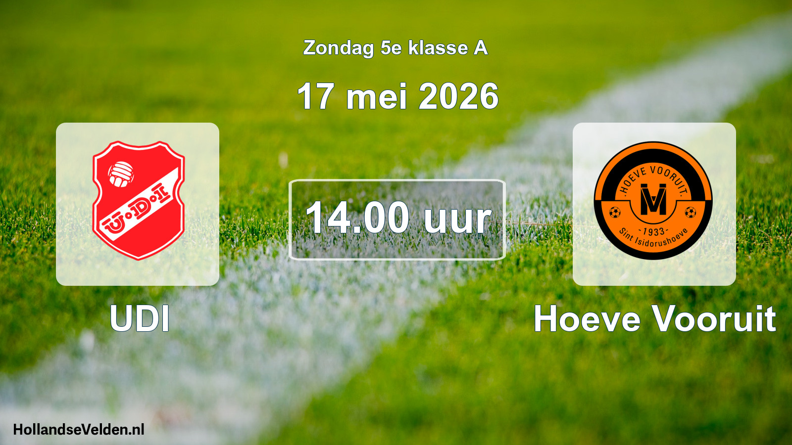 Geplande wedstrijd: UDI - Hoeve Vooruit (17 mei 2026)