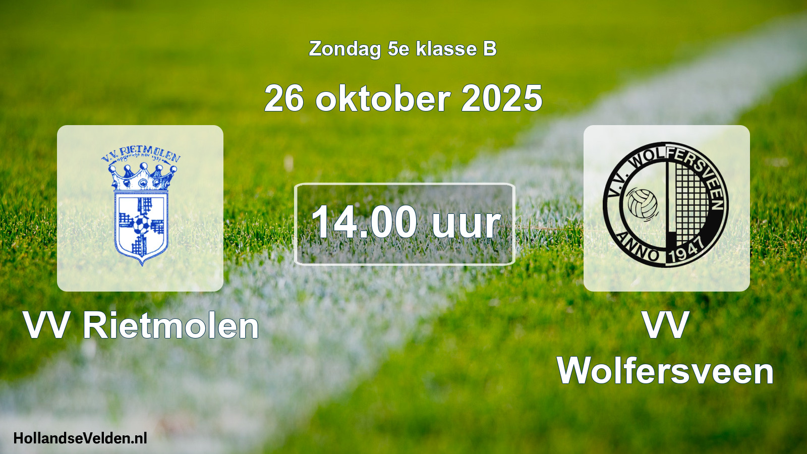 Geplande wedstrijd: VV Rietmolen - VV Wolfersveen (26 oktober 2025)