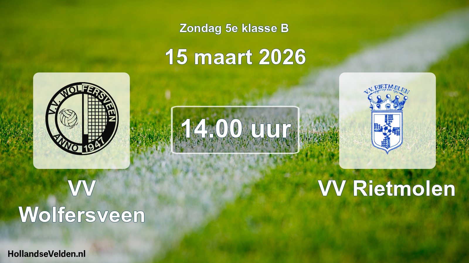 Scheduled Match: VV Wolfersveen - VV Rietmolen (15 March 2026)