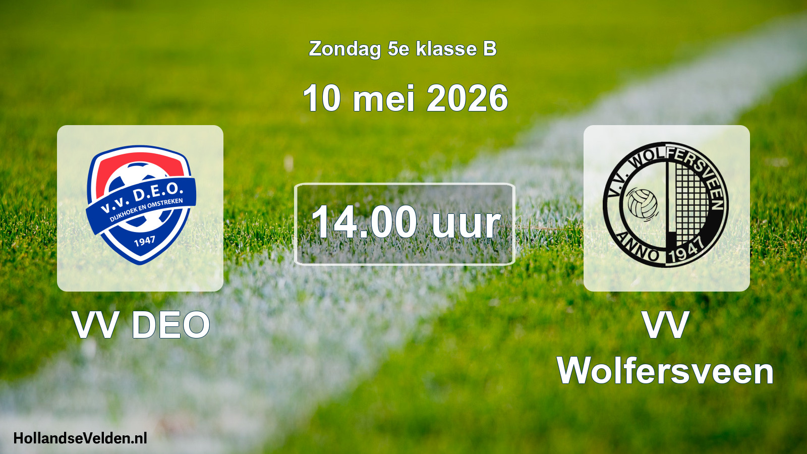 Geplande wedstrijd: VV DEO - VV Wolfersveen (10 mei 2026)