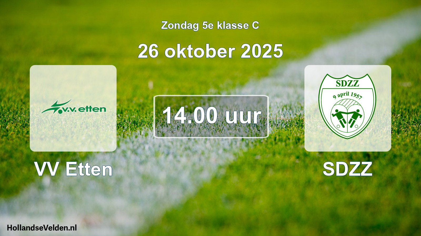 Geplande wedstrijd: VV Etten - SDZZ (26 oktober 2025)