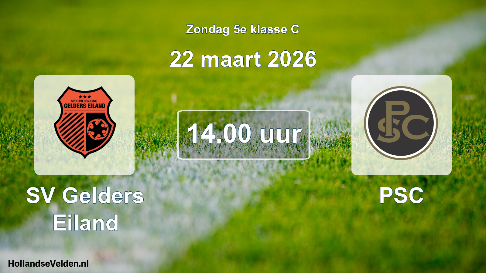 Scheduled Match: SV Gelders Eiland - PSC (22 March 2026)