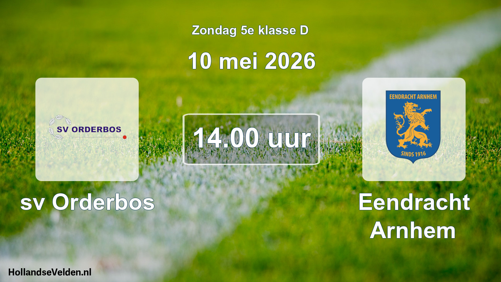 Geplande wedstrijd: sv Orderbos - Eendracht Arnhem (10 mei 2026)