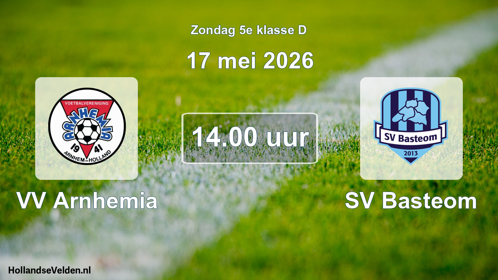 Geplande wedstrijd: VV Arnhemia - SV Basteom (17 mei 2026)