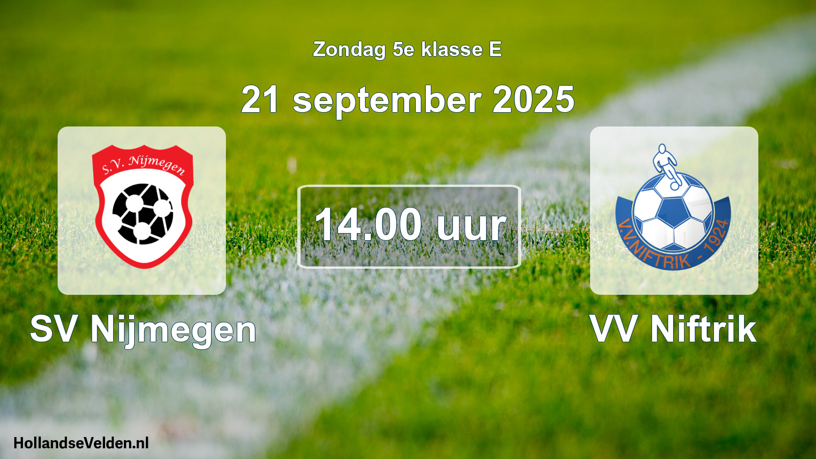 Geplande wedstrijd: SV Nijmegen - VV Niftrik (21 september 2025)