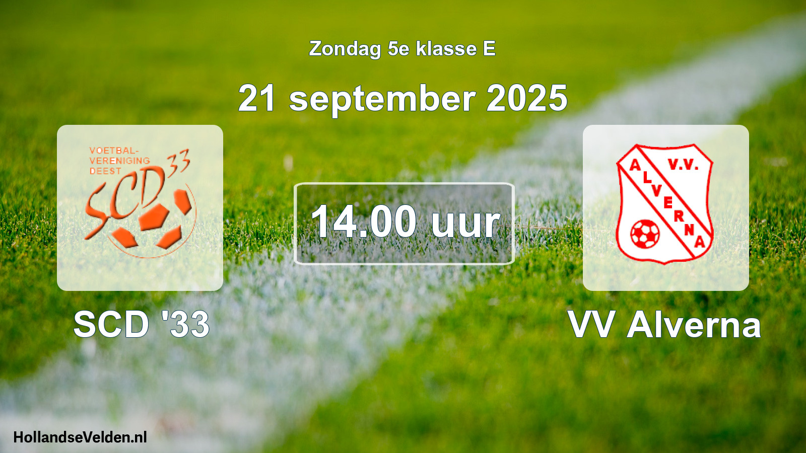 Geplande wedstrijd: SCD '33 - VV Alverna (21 september 2025)