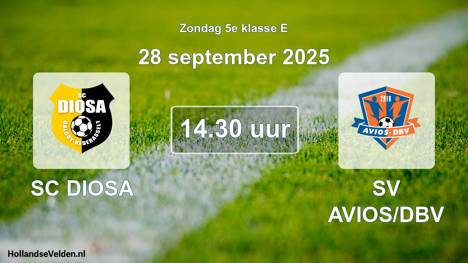 Geplande wedstrijd: SC DIOSA - SV AVIOS/DBV (28 september 2025)