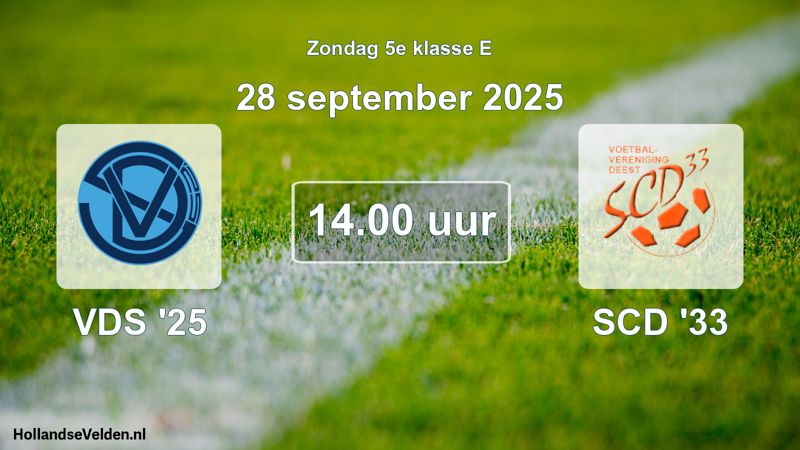 Geplande wedstrijd: VDS '25 - SCD '33 (28 september 2025)