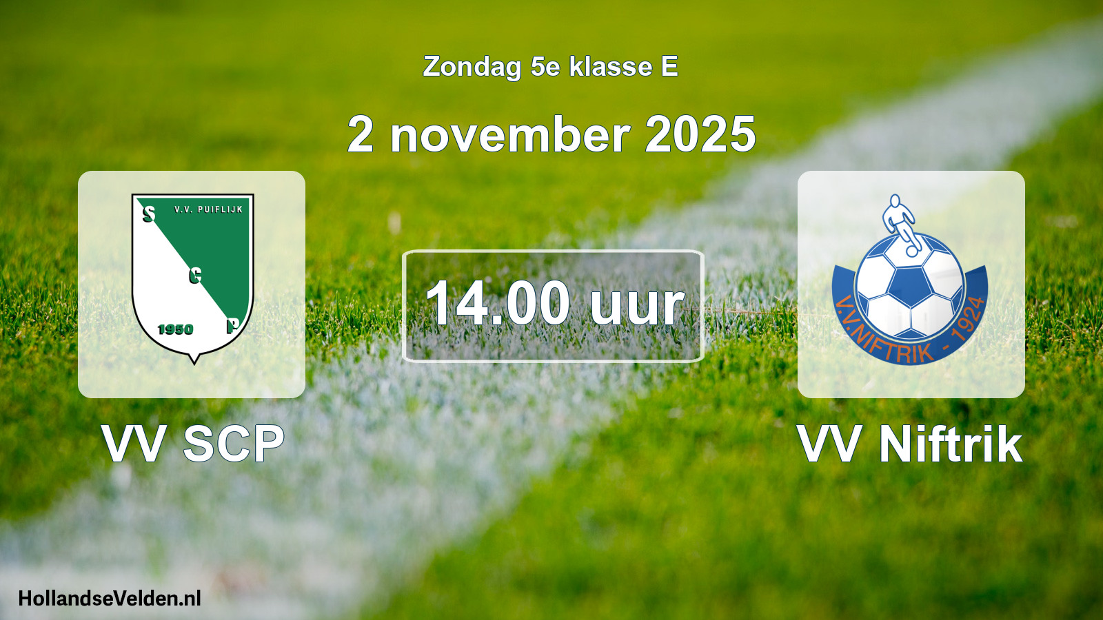 Geplande wedstrijd: VV SCP - VV Niftrik (2 november 2025)