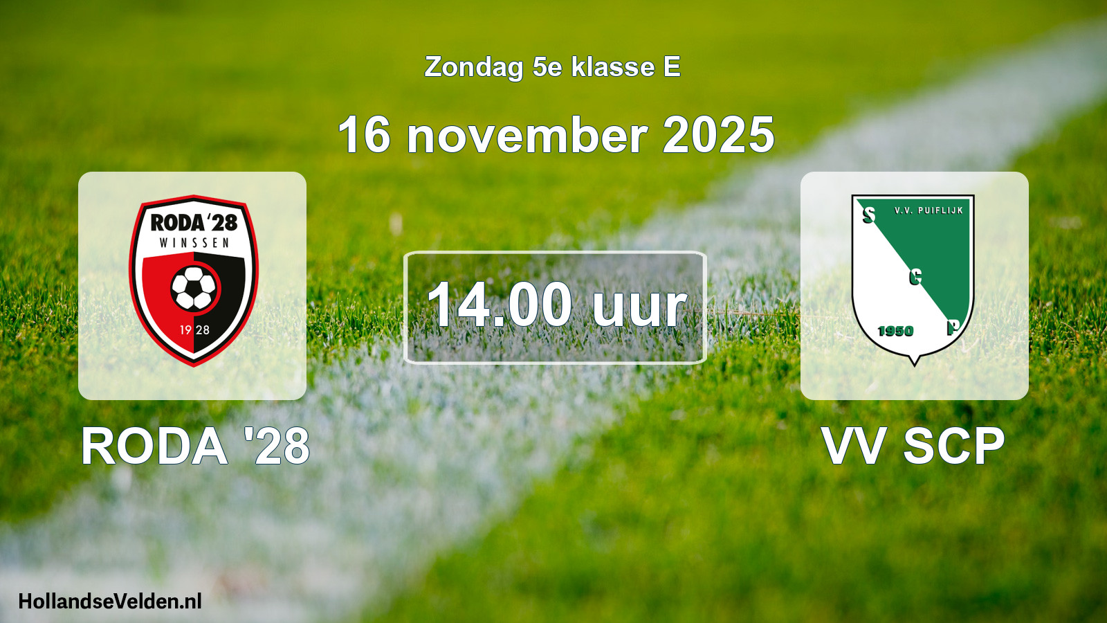Geplande wedstrijd: RODA '28 - VV SCP (16 november 2025)