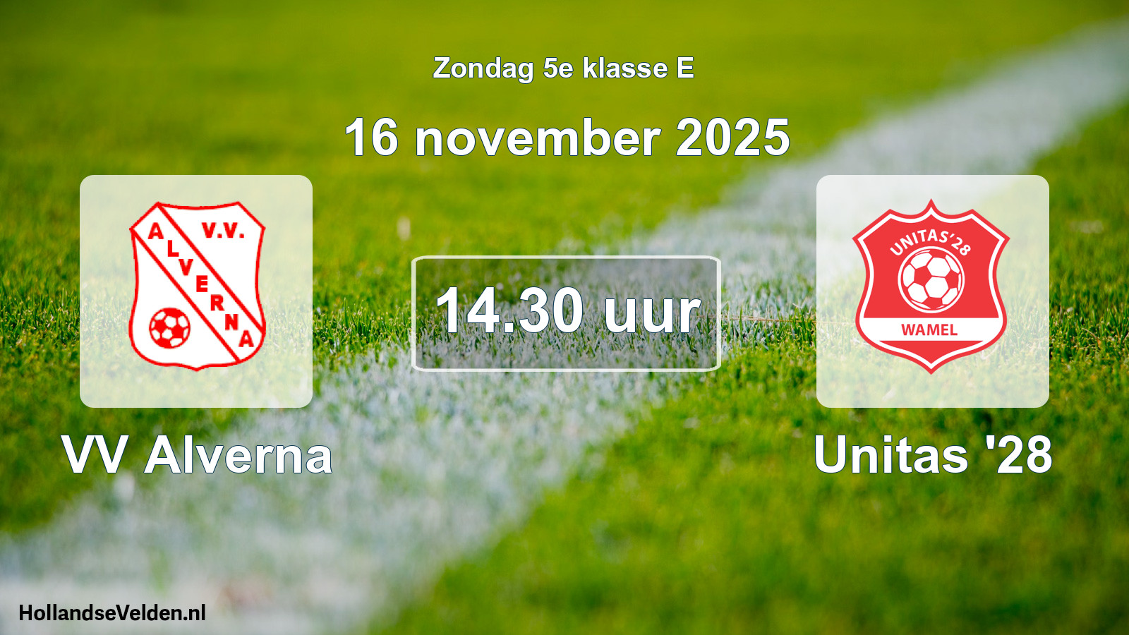 Geplande wedstrijd: VV Alverna - Unitas '28 (16 november 2025)