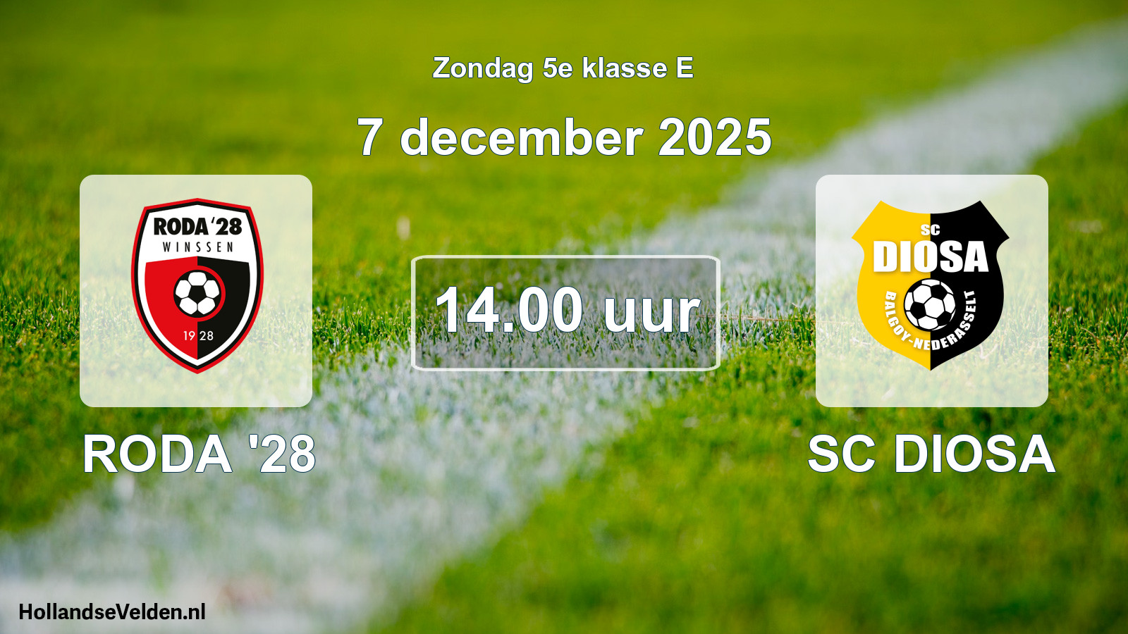 Geplande wedstrijd: RODA '28 - SC DIOSA (7 december 2025)