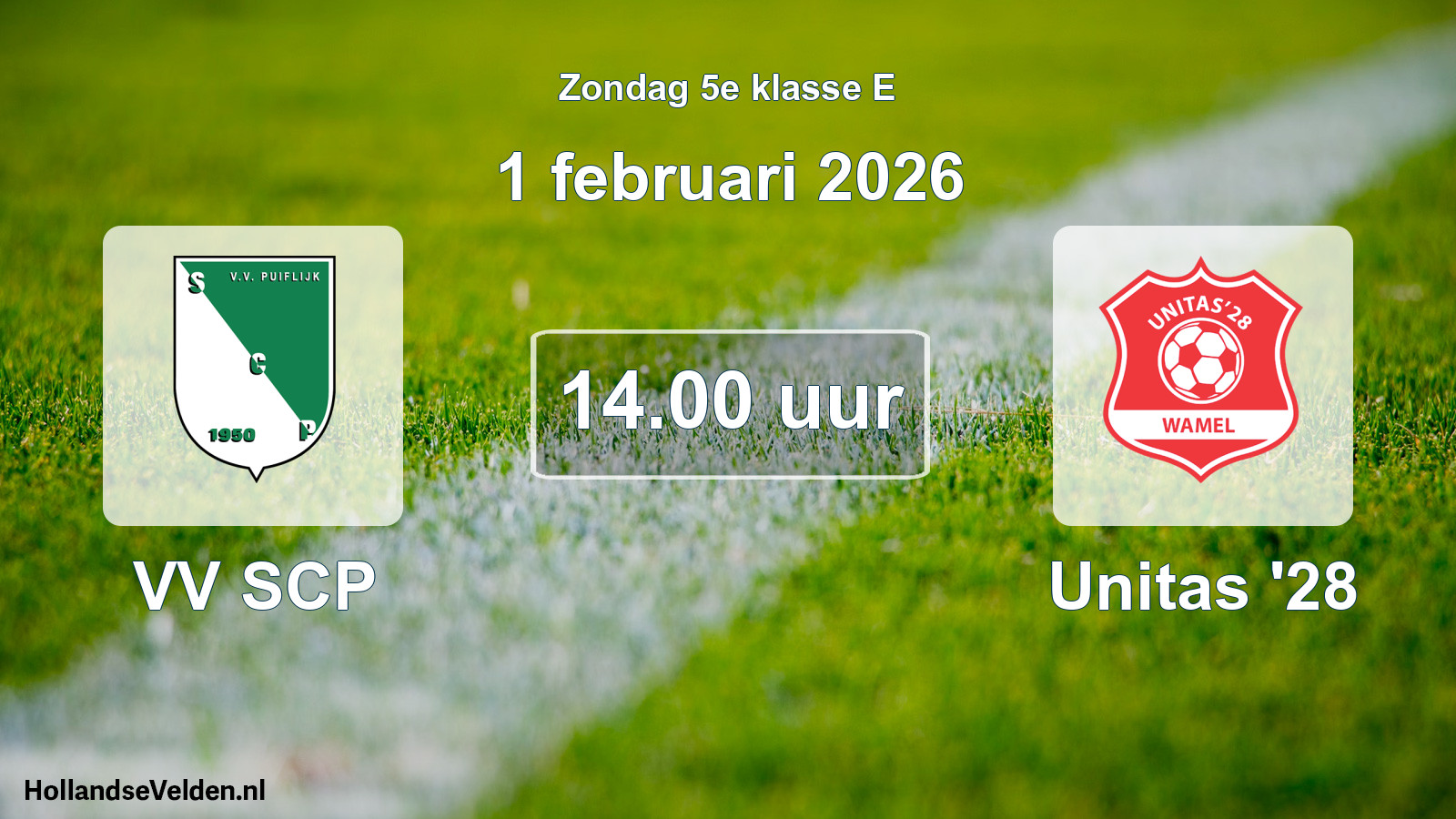 Geplande wedstrijd: VV SCP - Unitas '28 (1 februari 2026)