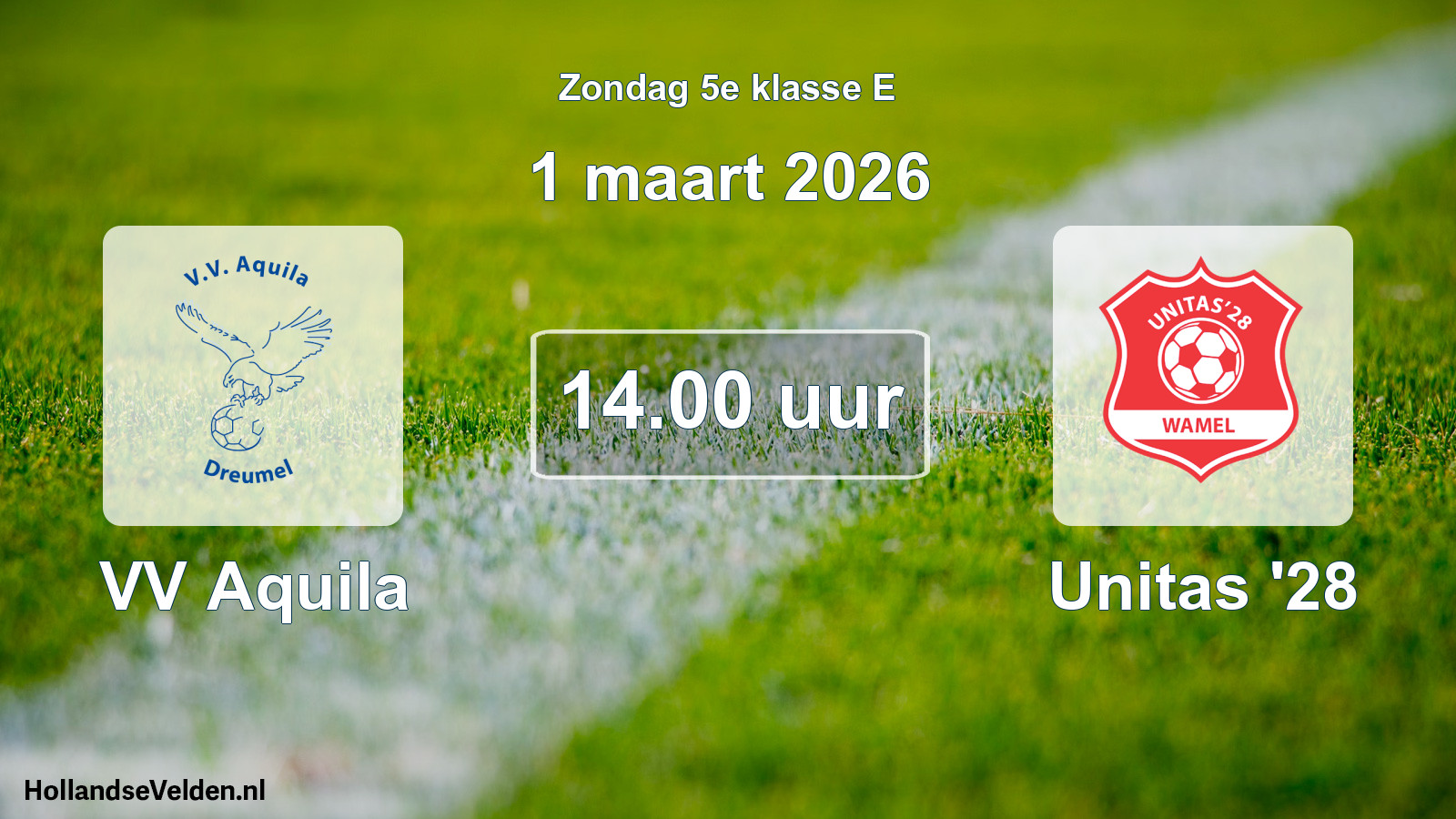 Geplande wedstrijd: VV Aquila - Unitas '28 (1 maart 2026)