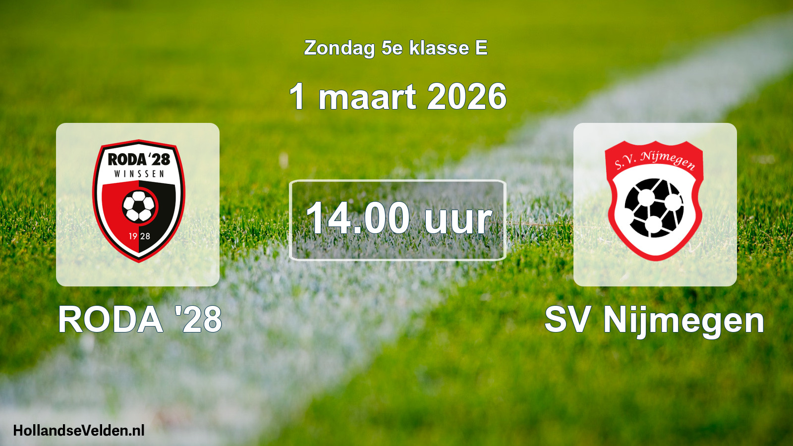 Geplande wedstrijd: RODA '28 - SV Nijmegen (1 maart 2026)