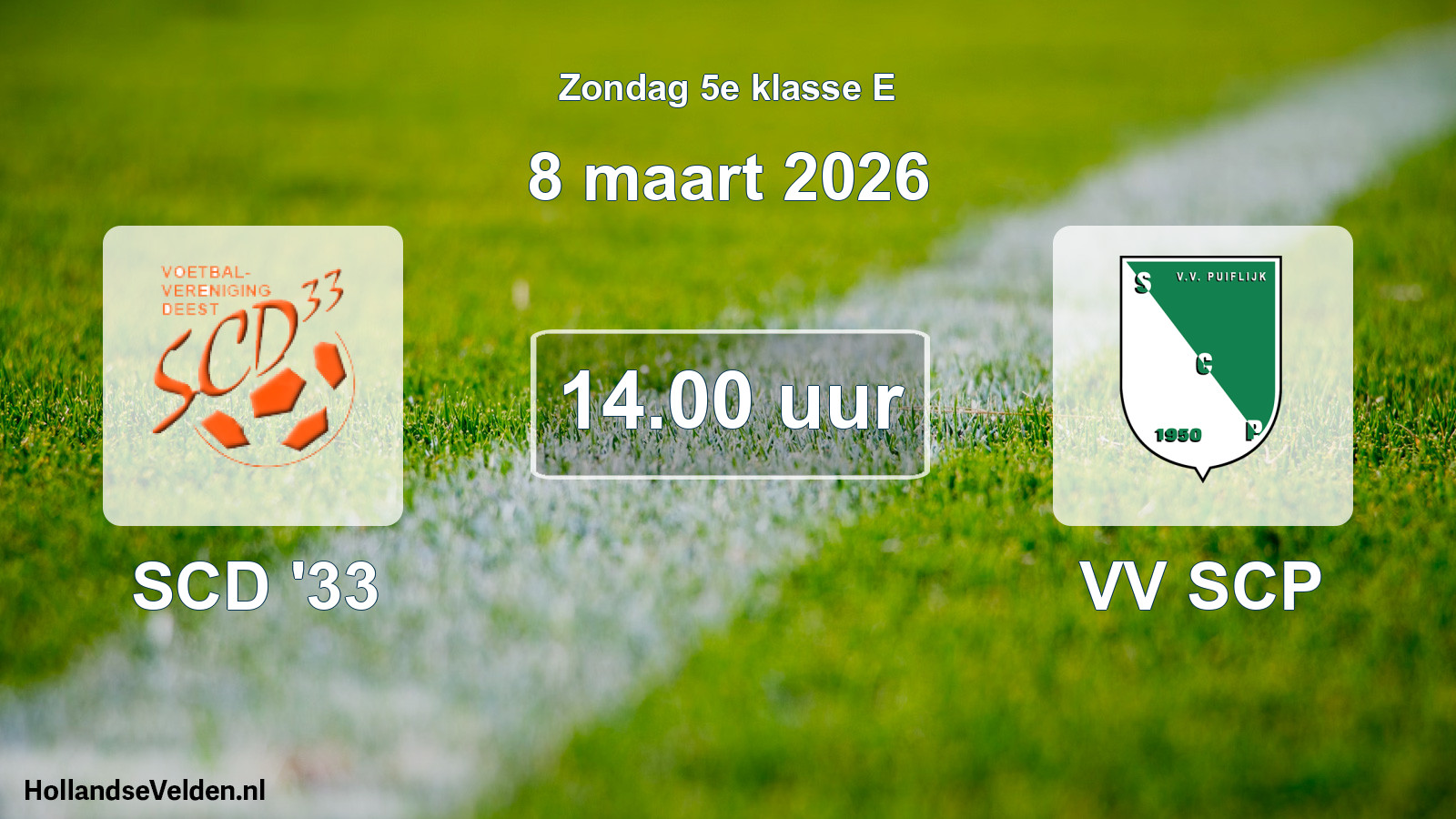 Geplande wedstrijd: SCD '33 - VV SCP (8 maart 2026)